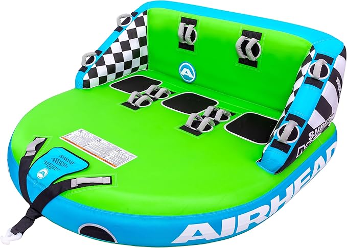 Airhead Mable Inflatable Towable Tube, 1-4 Rider Models, Dual Tow Points, Full Nylon Cover, EVA Foam Pads, Patented Speed Valve, Boat Tubes and Towables