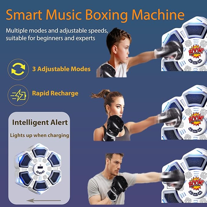 Music Boxing Machine, New Wall Mounted Smart Music Boxing Family Games, Electronic Focus Agility Training Equipment with Glove, Exercise Equipment