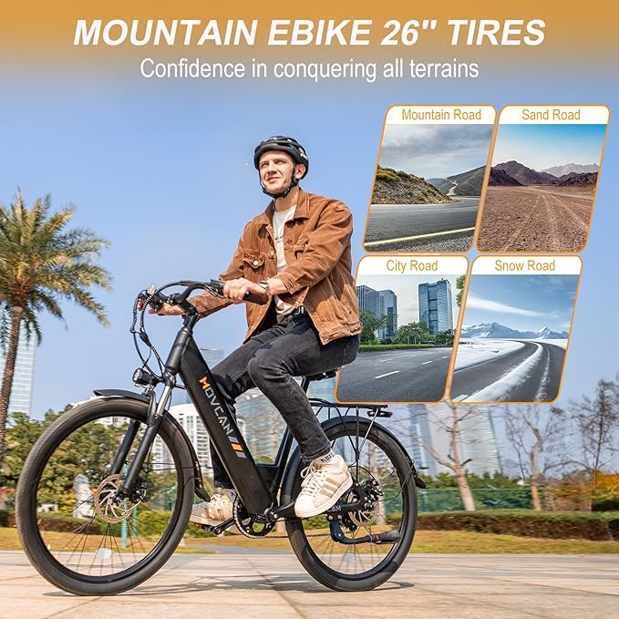 V80 Electric Bike, 1000W Motor 28MPH Ebike, 48V 13Ah Removeable Battery, 26'' City Cruiser Adult Electric Bicycles up to 70 Miles