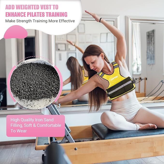 Adjustable Weighted Vest for Women, 6-12 Lbs Rucking Vest with 6 Ironsand Weights, Great Weighted Vest with Plus Pockets & Reflective Strips for Running, Walking, Workout and Strength Training