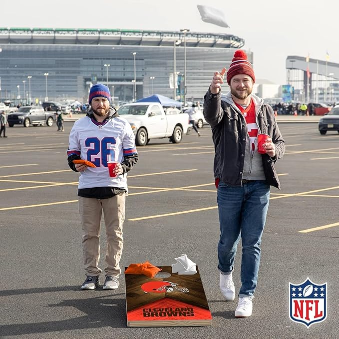 Wild Sports NFL Football 2' x 4' Regulation Size Solid Wood Cornhole Set with Direct Print HD Team Graphics Great Gift for Any Football Fan! Bean Bag Toss Family Outdoor Game