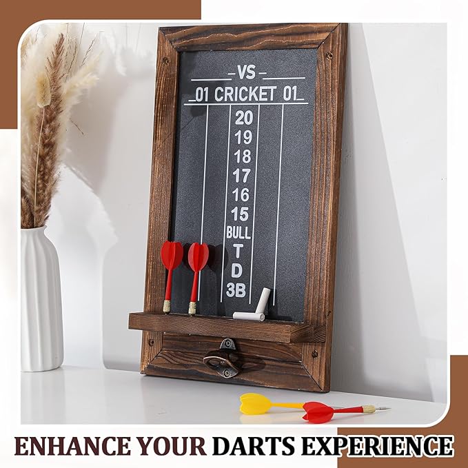 Dart Scoreboard for Cricket and 01 Darts Games Darts Holder Wall Mount Wood Dartboard Accessories