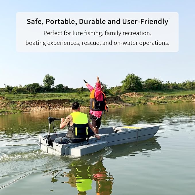 Fishing Boat, Folding Pontoon Boat, Fits in Car Trunk – Portable Modular Kayak, Seats 2-6, Motor-Ready, Sturdier Than Inflatable Boats – Ideal for Lure Fishing, Paddling Trip, Hunting, Rescue