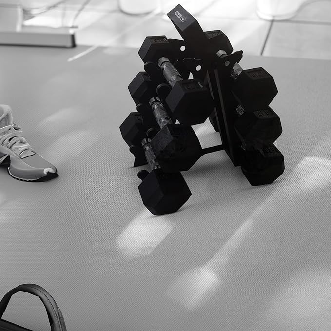 HolaHatha Hexagonal Dumbbell Free Hand Weight Set w/Rack