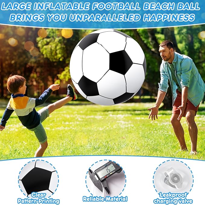 Lewtemi Giant Inflatable Sports Balls Large Inflatable Beach Ball Baseballs Soccer Rainbow Basketball Football for Sport Birthday Party Favor(2 Pcs,Soccer, Basketball,27 Inch)