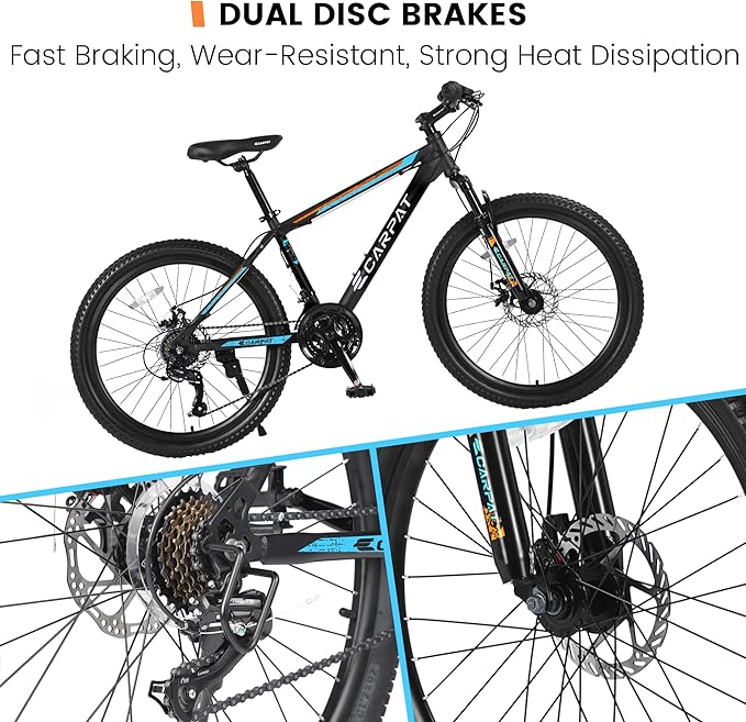 24/26/27.5 Inch Wheels Mountain Bike Shimano 21 Speeds with Mechanical Disc Brakes Aluminum/High-Carbon Steel Frame Suspension MTB Bikes Mountain Bicycle for Adult & Teenagers