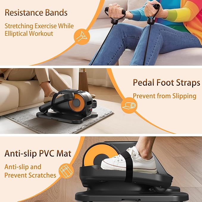 Under Desk Elliptical Machine, Elliptical Leg Exerciser for Seniors w/Remote, Electric Elliptical Exerciser as Seen on Tv, 12 Speed Levels, Manual & Auto Mode, Seated Pedal Exerciser for Home