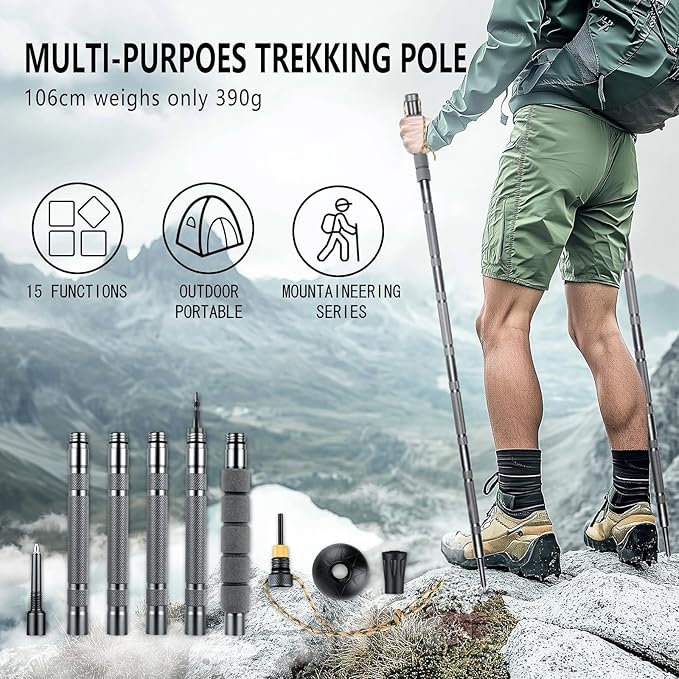 Hiking Pole Detachable Lightweight for Hiking Stick Walking Pole for Man Women