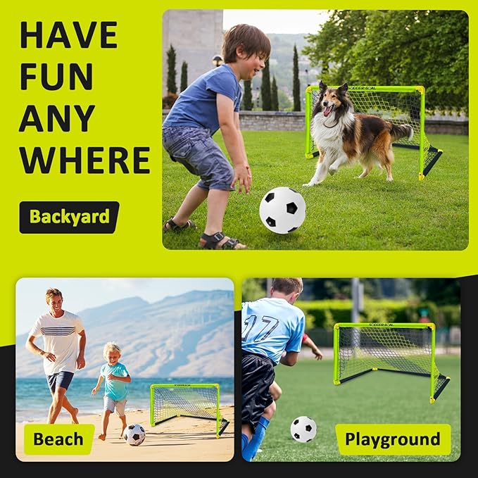 Eastgoing Portable Soccer Goal Set- Backyard Indoor Outdoor Mini Soccer Net with Net, Ball, and Pump.Youth Soccer Goal Sets for Kids