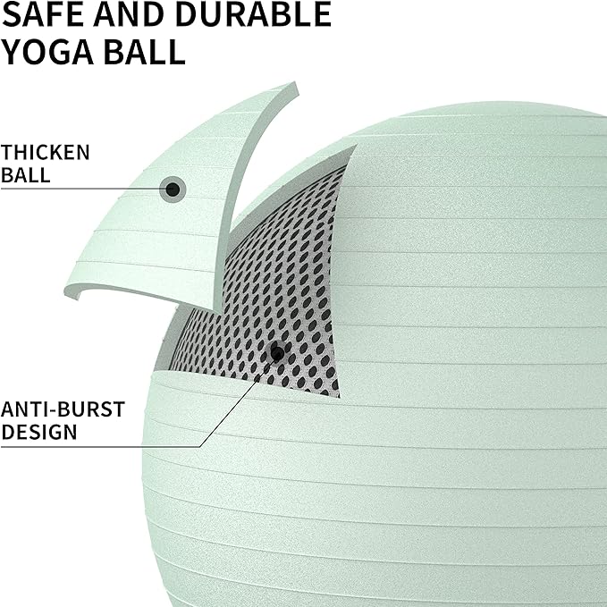 FITMIND_ Extra Thick Exercise Ball Yoga Ball 22in/26in/30in for Workout Pregnancy Stability,Anti-Burst and Slip Resistant Swiss Ball with Pump for Yoga, Pilates, Fitness,Birthing,Physical Therapy
