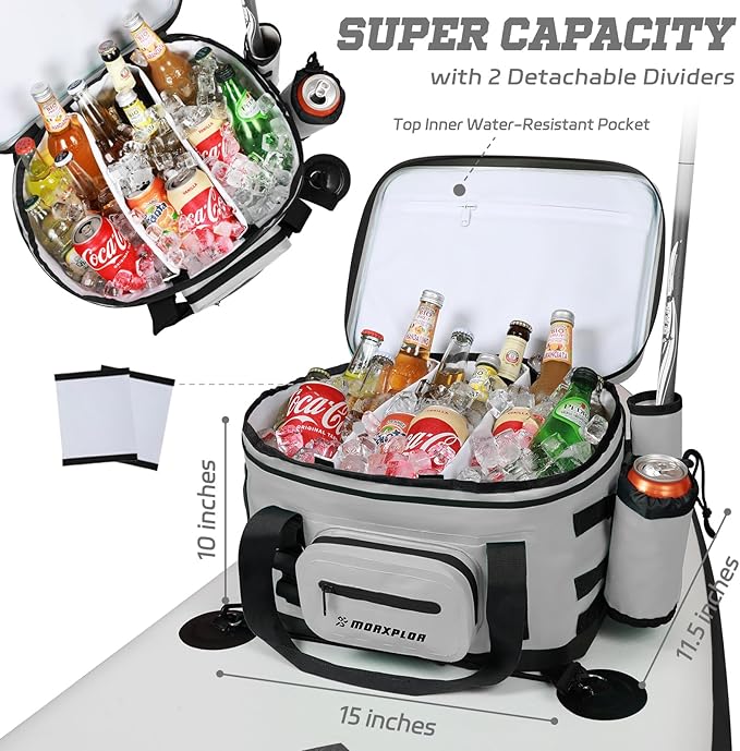 Waterproof Shell 24 cans Paddle Board Cooler Bag, Sup Deck,Kayak Cooler Bag Accessories