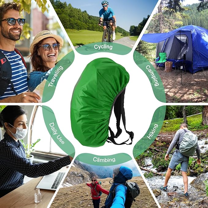 Waterproof Backpack Rain Cover Waterproof Backpack Cover, Bag Rain Cover with A Vertical Reflective Strap for Hiking/Biking/Camping/Outdoor Traveling