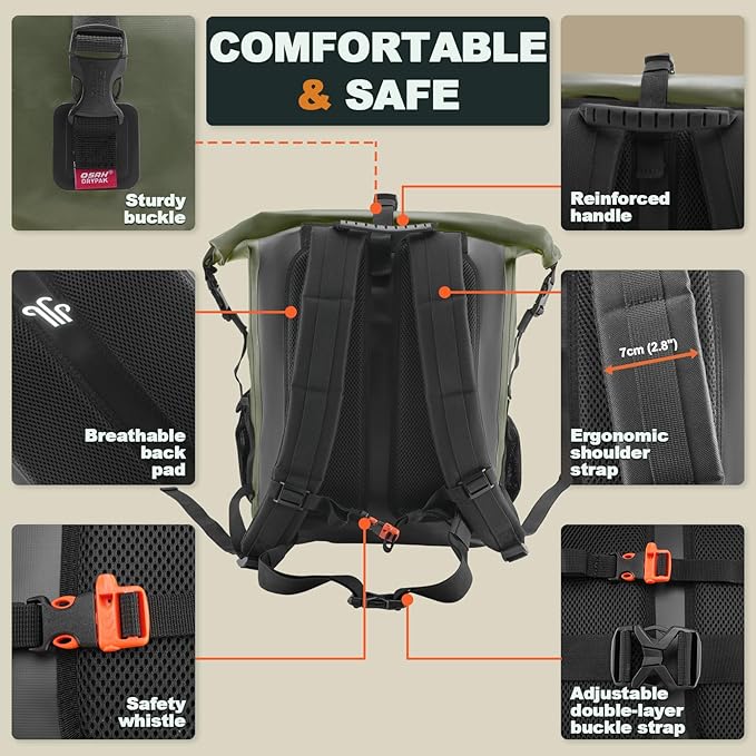 Waterproof Backpack Dry Bag 35L/55L/85L – Heavy Duty Roll-Top Hiking Backpack for Travel, Kayaking, Boating, Camping, Rafting and Fishing