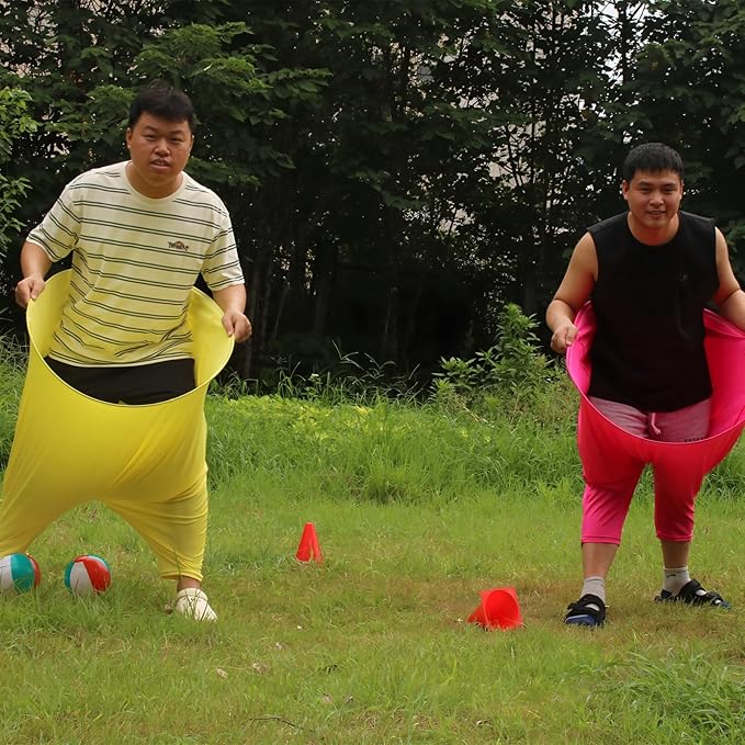 Granny Pants Yard Game Set - Peculiar Outdoor Game Granny Pants with 3 Bouncy Balls, 2 Marker Cones & Air Pump, Perfect for Family Reunion Games, Backyard Gatherings & Team Games