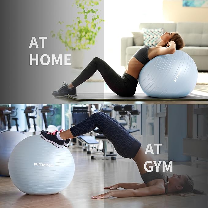 FITMIND_ Extra Thick Exercise Ball Yoga Ball 22in/26in/30in for Workout Pregnancy Stability,Anti-Burst and Slip Resistant Swiss Ball with Pump for Yoga, Pilates, Fitness,Birthing,Physical Therapy