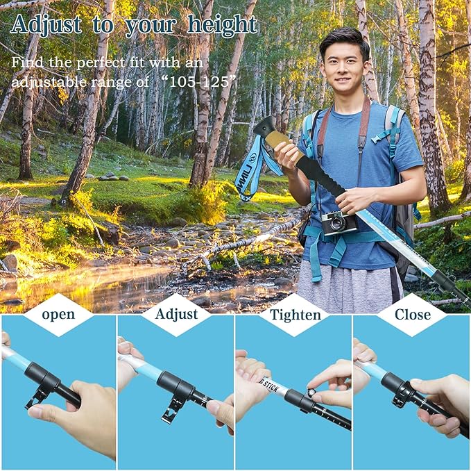 Trekking Poles - Lightweight, Collapsible, Adjustable Hiking Poles with Quick Flip Lock, 7075 Aluminum, Natural Cork Grip, Anti Shock Walking Sticks for All Terrain, Men and Women, 2 Pack