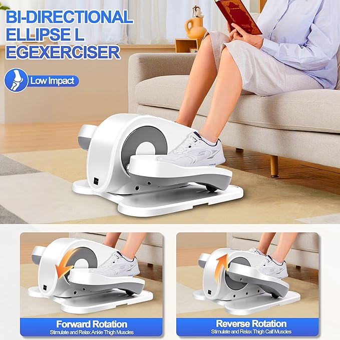 Under Desk Elliptical Machine-Elliptical Machine for Seniors,Portable Silent Electric Home Leg Exerciser with Remote Control,12 Speeds & Mute Function,Manual & Auto Mode