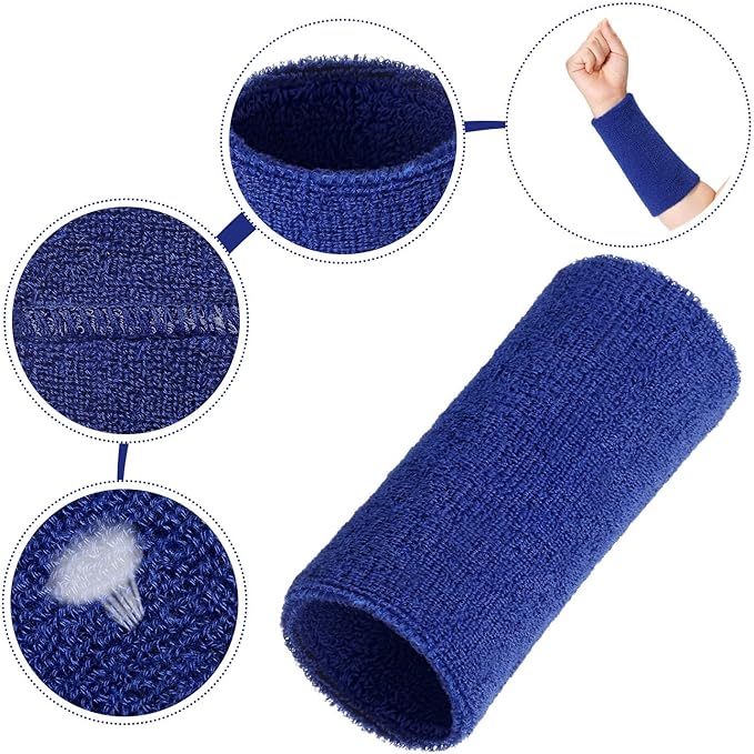 Willbond 6 Inch Wrist Sweatband Sport Wristbands Elastic Athletic Wrist Bands for Sports 2 Pieces