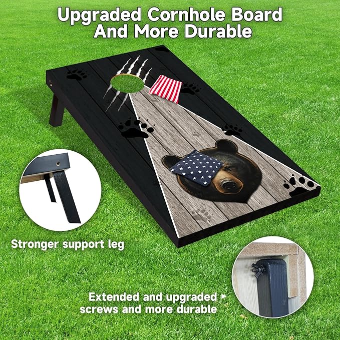 Cornhole Board Set with Carrying Bags & 8 Bean Bags Corn Hole Boards Bean Toss Game for Adults Family Outdoor Lawn Outside Backyard Games