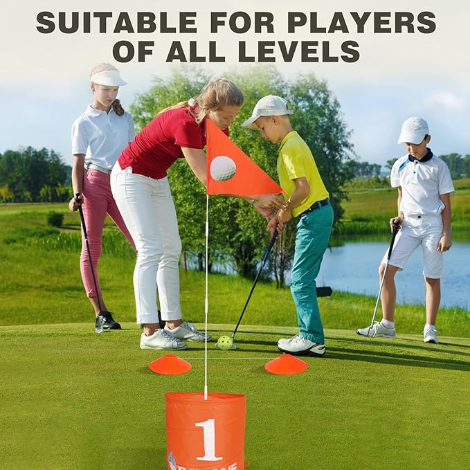 Golf Game W/Bucket - Backyard Golf Game for Family, Adults and Kids - Portable 6 Hole Golf Course Play Outdoor, Lawn, Park, Beach, Yard