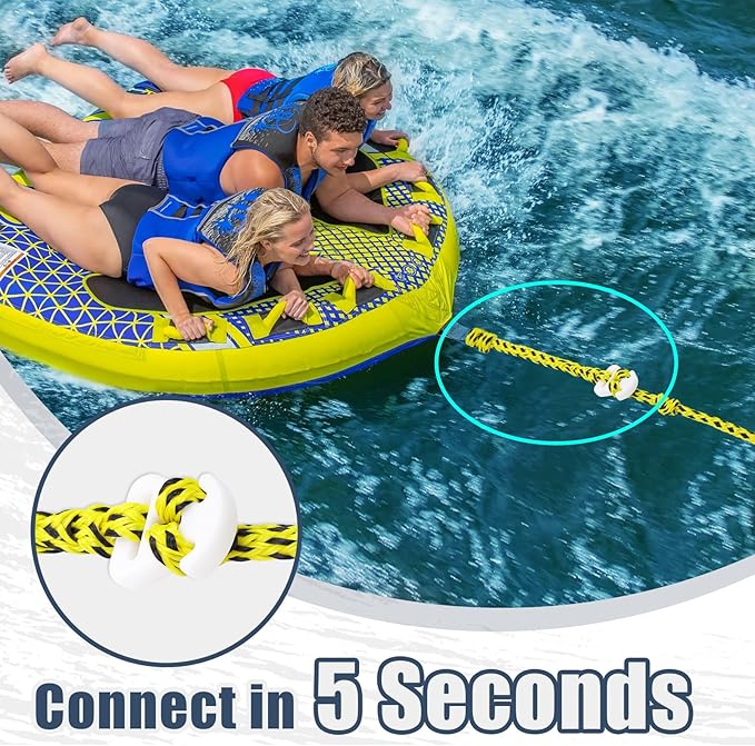 Boat Tow Rope 60ft 3-6K, Floating Ropes for Towable Tubes，Watersport Accessories
