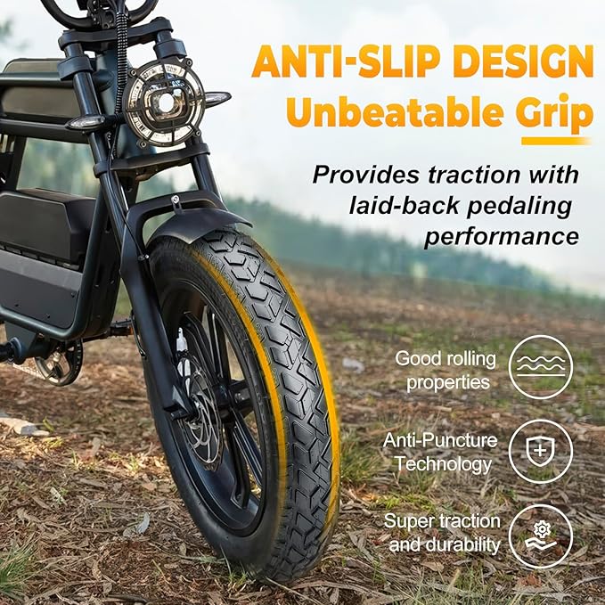 Hycline 20x4.0 E-Bike Fat Tire - Heavy Duty 20inch Electric Replacement Fat Tires, High-Performance Wear-Resistant Mountain Bicycle Tyre, All-Terrain Bike Tires for Street & Trail Riding