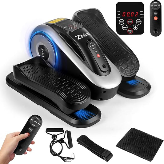 Zakle Under Desk Elliptical Machine, Electric Seated Pedal Exerciser w/Remote Control & 12 Adjustable Speeds, Fully Assembled Elliptical Training Machine for Home Office