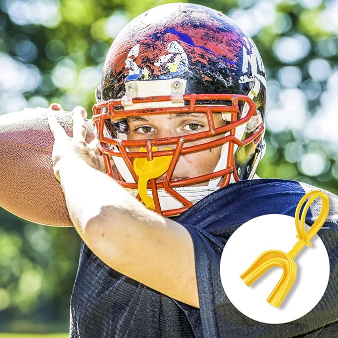 Dunzy 10 Pcs Strapped Mouth Guard Sports Mouthguard with Strap No Boiling Mouthguard Adult Youth Football Mouthpiece Mouth Protector for Boxing Basketball Lacrosse