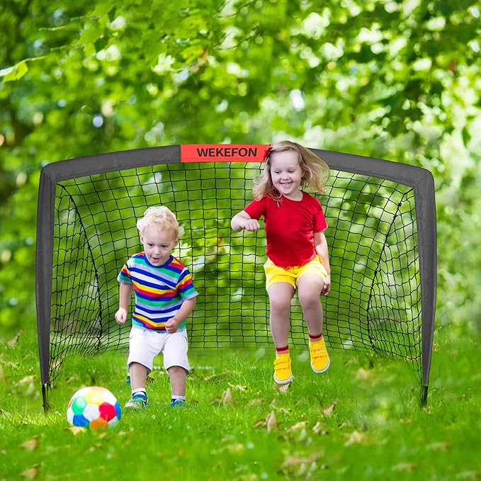 Soccer Goal with Carry Bag, 10/9MM Strengthen Pole, Arched Design, Kids Soccer Goals for Backyard Set 5x 3.1/3.6x2.7/2.9x2.4ft Portable Pop Up Soccer Nets for Toddler, Adults, Youth Games, Play, Gifts