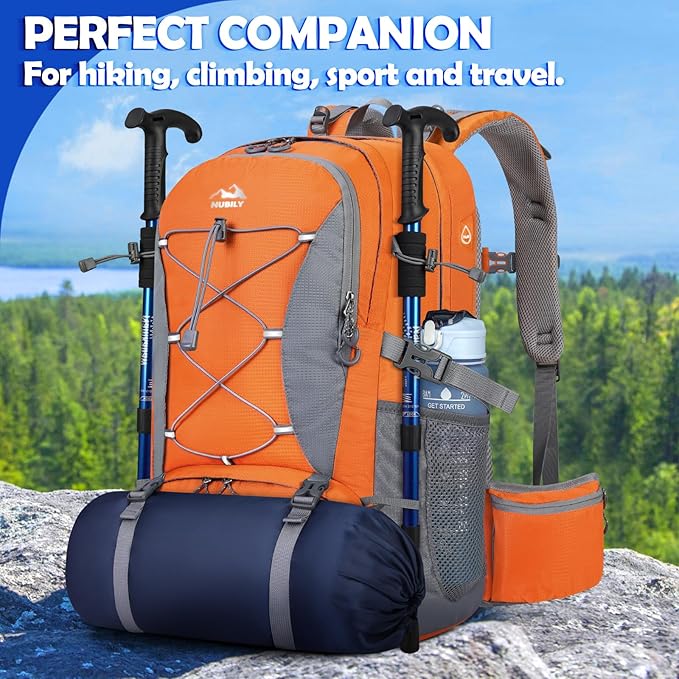 NUBILY 50L Hiking Backpack Waterproof Camping Backpack for Men Women Lightweight HIking Daypack Outdoor Travel Daypack