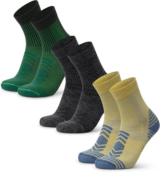 DANISH ENDURANCE Light Hiking Socks, Merino Wool Socks, Anti Blister, Sweat Wicking, Breathable, Men & Women, 3 or 5-Pack