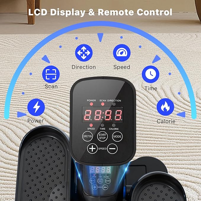 Under Desk Elliptical Machine,Electric Ellipse Leg Exerciser as See on TV with Remote Control,12 Level Speeds Seated Pedal Exerciser for Seniors Adults, Manual & Auto Mode