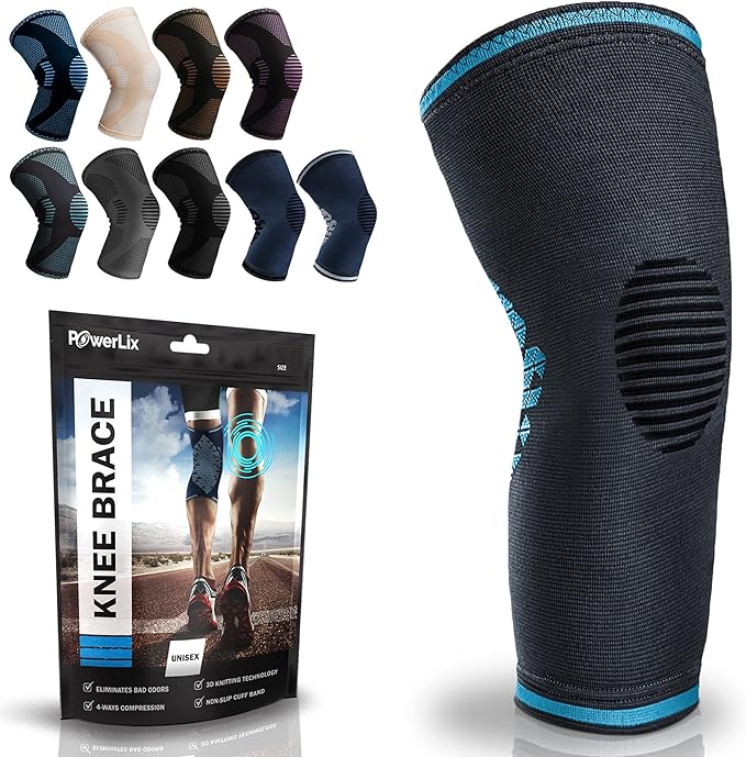 POWERLIX Compression Knee Sleeve for Women & Men, Medical Knee Brace for Arthritis & Knee Pain Relief, meniscus tear & Injury Recovery, Knee Support & Protection for Working out, Running & All Sports