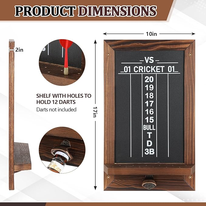 Dart Scoreboard for Cricket and 01 Darts Games Darts Holder Wall Mount Wood Dartboard Accessories
