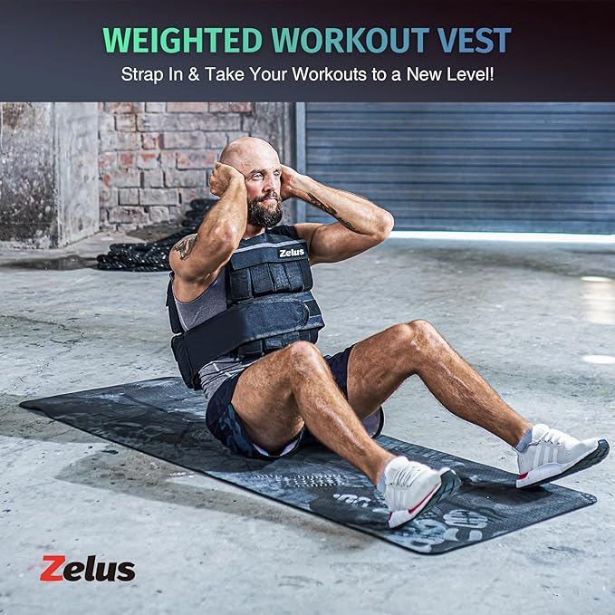 ZELUS Weighted Vest, 20lb/30lb/60lb Vest Adjustable Weights for Exercise, Weight Vest for Men, Workout Vest for Home Workouts Cardio Strength Training Weight Loss