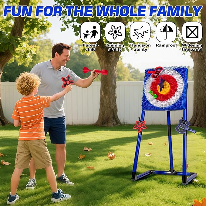 Axe Throwing Target Game for Backyard with 8 Throwing Axes Set,Indoor &Outdoor Activities for Kids,Hunting Games for Family, Birthday Gift for Boys Girl, Carnival Games