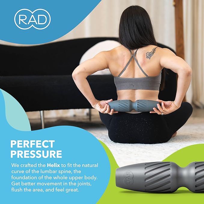 RAD Helix – Compact High-Density Exercise Foam Roller – Deep Tissue Myofascial Release for Back, Quads, Hamstrings & More – Muscle Recovery Tool for Stretching & Mobility