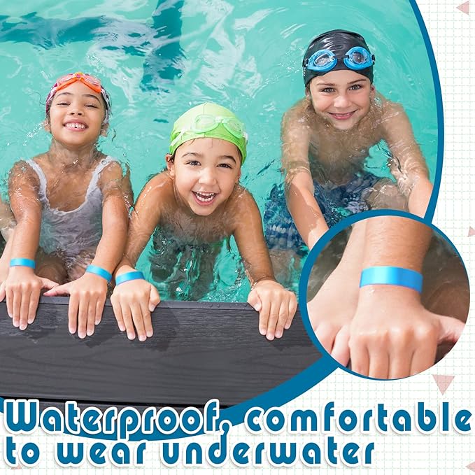 Tudomro 2400 Pack Neon Paper Wristbands Bulk - Waterproof, Lightweight, Adhesive - Concert, Events, Party for Hand Wrist Arm Identification(Blue)