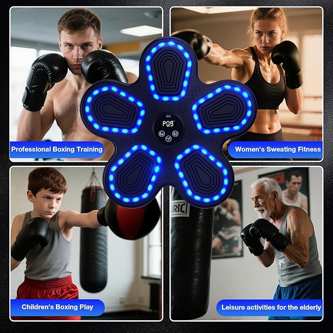 Music Boxing Machine, Bluetooth Punching Trainer with Boxing Gloves, Wall Mount Boxing Target Equipment for Adults Kids, Boxing Workout Equipment Pad for Home, Office, Gym, 10 Modes & 9 Speeds