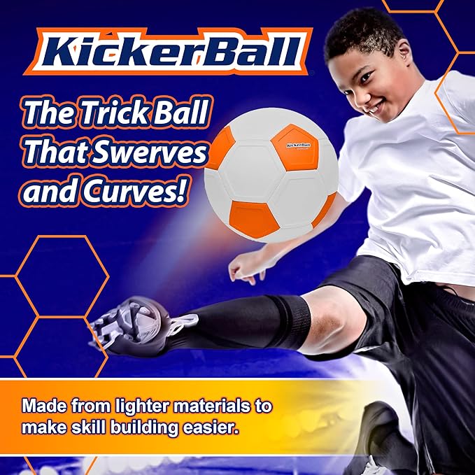 Kickerball - Curve and Swerve Soccer Ball/Football Toy - Kick Like The Pros, Great Gift for Boys and Girls - Perfect for Outdoor & Indoor Match or Game