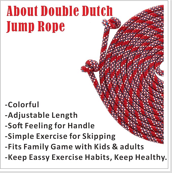 16ft Adjustable Long Jump Rope, Durable Skipping Rope for Kids & Adults, Outdoor Team Games, School Sports, Playground, Family Party Activities, Practice Double Dutch Skills