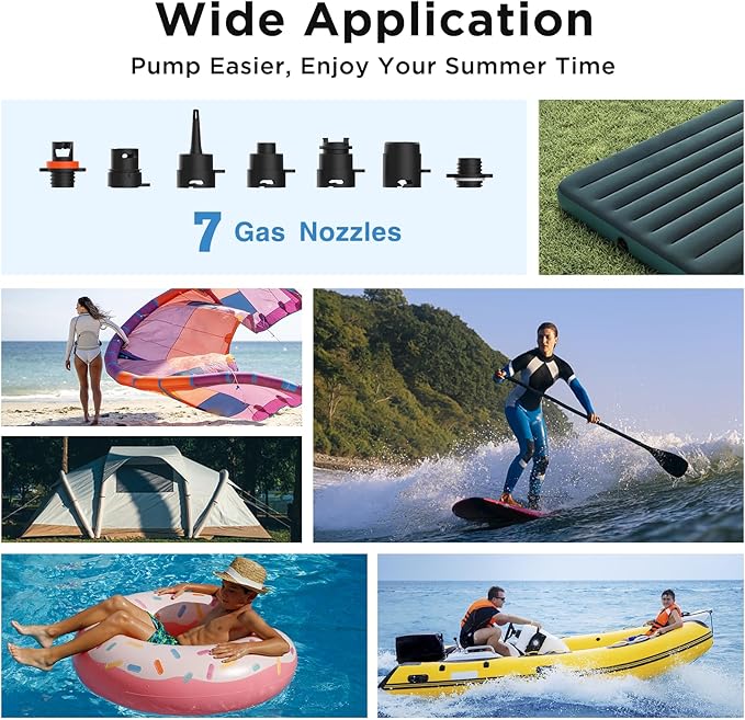AIRBANK Paddle Board Pump Electric 20PSI The Puffer Pro, Portable SUP Pump, Dual-Stage Inflation & Auto-Off Air Pump for Stand up Paddle Boards, Kayak, Inflatables, Boats, Tent, Kite Wings