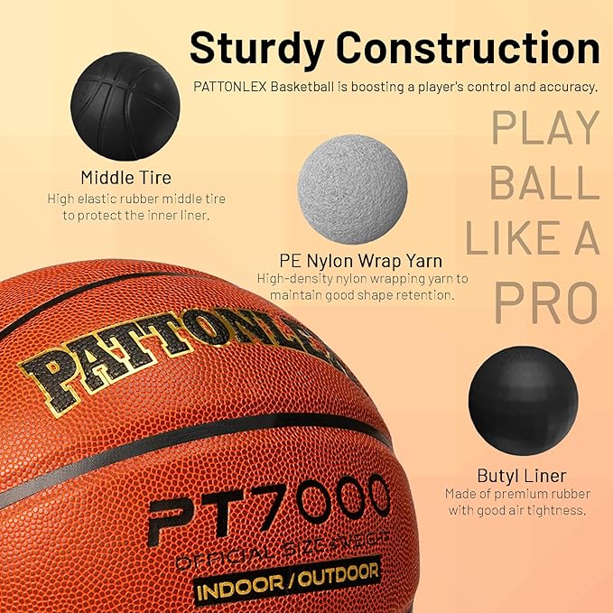Basketball 29.5" - Official Size 7-Composite Leather - Indoor/Outdoor Basketball Ball for Adult Men