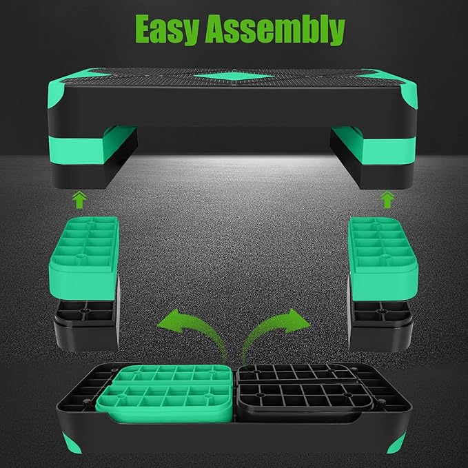 Adjustable Workout Aerobic Stepper in Fitness & Exercise Step Platform Trainer 3 settings adjustable height 4”-6”-8”