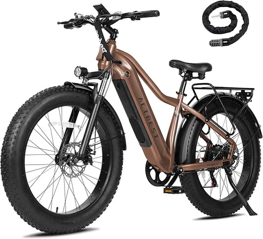 Electric Bike for Adults with Peak 1500W Brushless Motor,65Miles 28MPH Electric Mountain Bike, 624Wh Removable Built-in Battery Ebike, 26"×4 Fat Tires Ebikes for Adults,7 Speed,Front Suspension