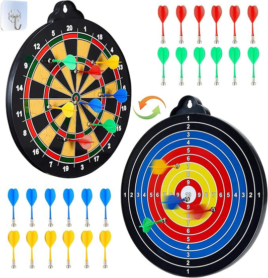 Magnetic Dart Board - 12Magnetic Darts+12Sticky Balls Or 2 Toy Gun+40 Foam Dart,Fun for Family Game and Party with Friends, Christmas Birthday Gifts Toys for 3-12 Year Old Boys
