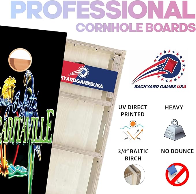 CornholeGamesUSA Pro Cornhole Boards Set | Made in USA | 3/4 Baltic Birch | No Bounce | Triple Thick Legs | Two Brace & Handles, Tournament 2x4 Regulation Set with Score Tower & Cornhole Bags