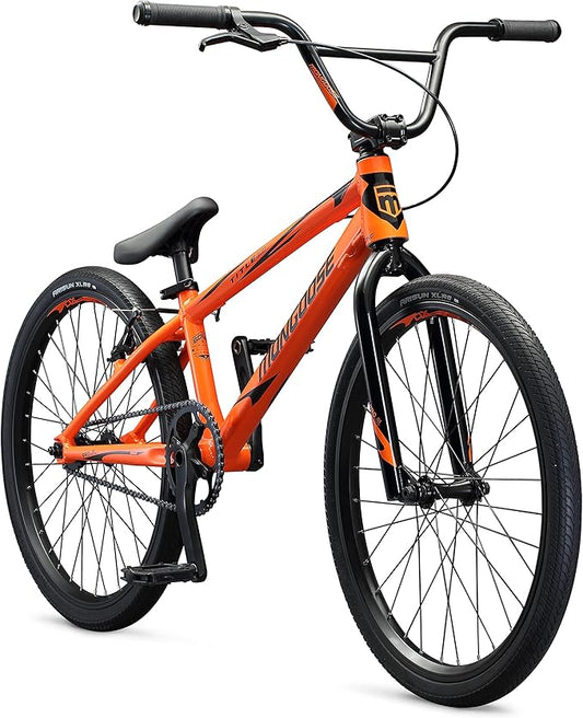 Mongoose Title Pro or Elite BMX Race Bike with 20 or 24-Inch Wheels in Red, Orange, or Black, Beginner or Returning Riders, Featuring Lightweight Tectonic T1 Aluminum Frame and Internal Cable Routing