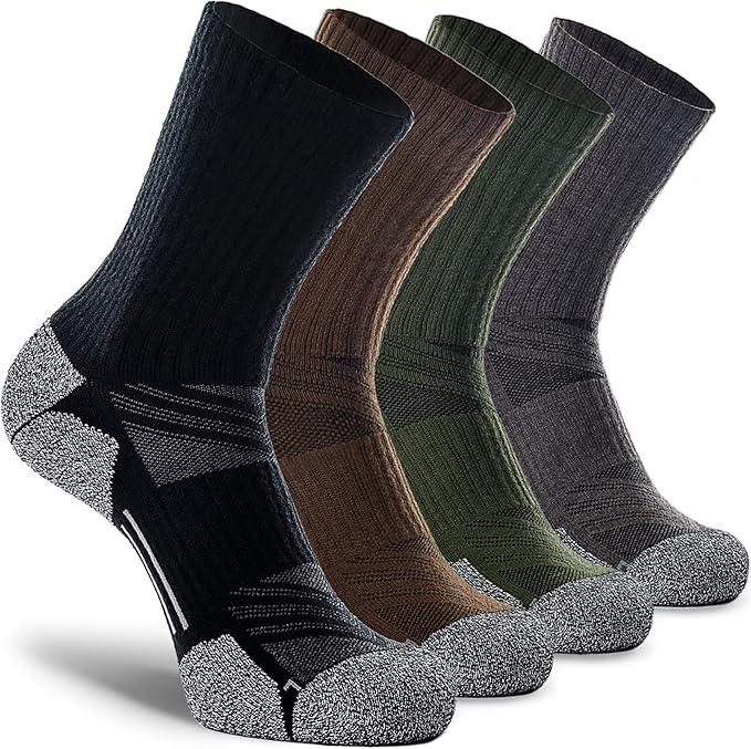 CWVLC Crew Hiking Socks, Cushion, Moisture Wicking, Arch Compression Boot Socks