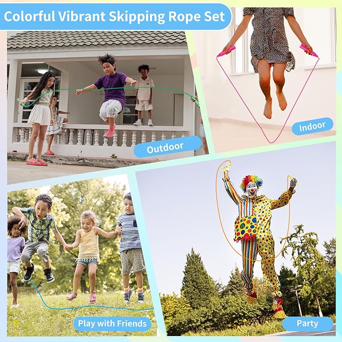 Kids Jump Rope,7.2 ft Colorful Outdoor Jump Ropes,Plastic Jumping Ropes,Adjustable Skipping Rope for Kids Party Favor Birthday Sports Reward Gift